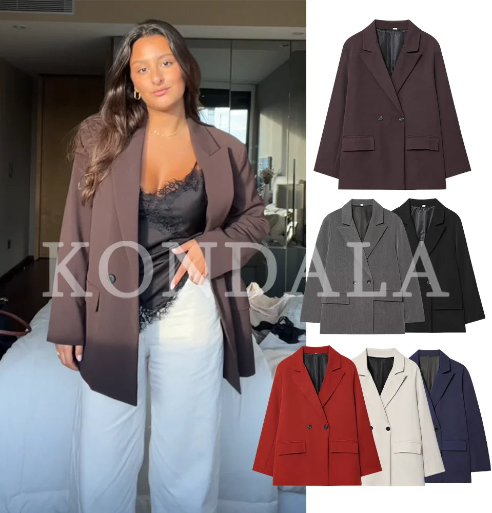 Elegant Double Breasted Blazer Coat for Women
