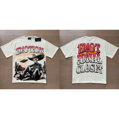 Mixed Emotion Cotton T-Shirt for Couples with Angel Print