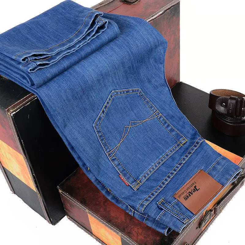 Men's Straight Jeans Comfortable Business Denim Pants