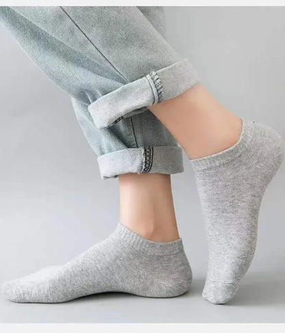 Unisex Ankle Socks Cotton Breathable Sports Black White Gray