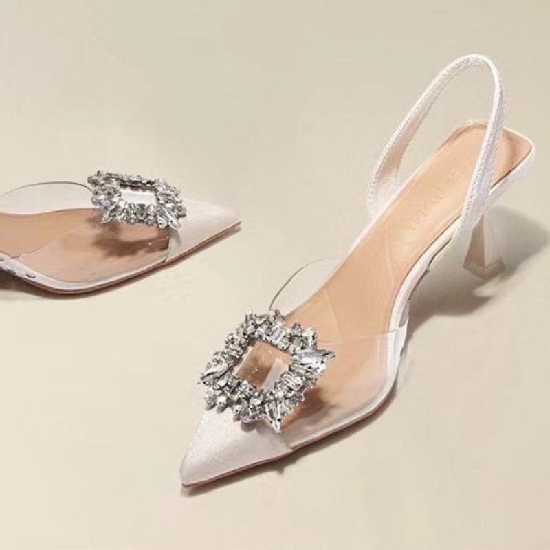 Crystal Transparent Pointed Toe High Heels for Women