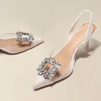 Crystal Transparent Pointed Toe High Heels for Women