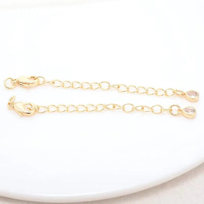 14K Gold Color Brass Drop Extender Chain 6PCS