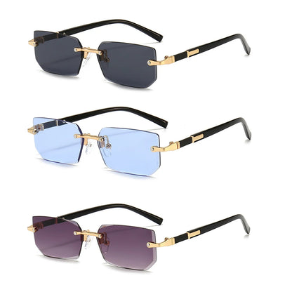 Rimless Rectangle Sunglasses for Women and Men
