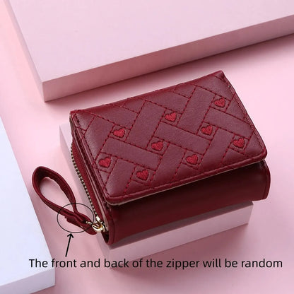 Women's Embroidered PVC Zipper Wallet with Large Capacity