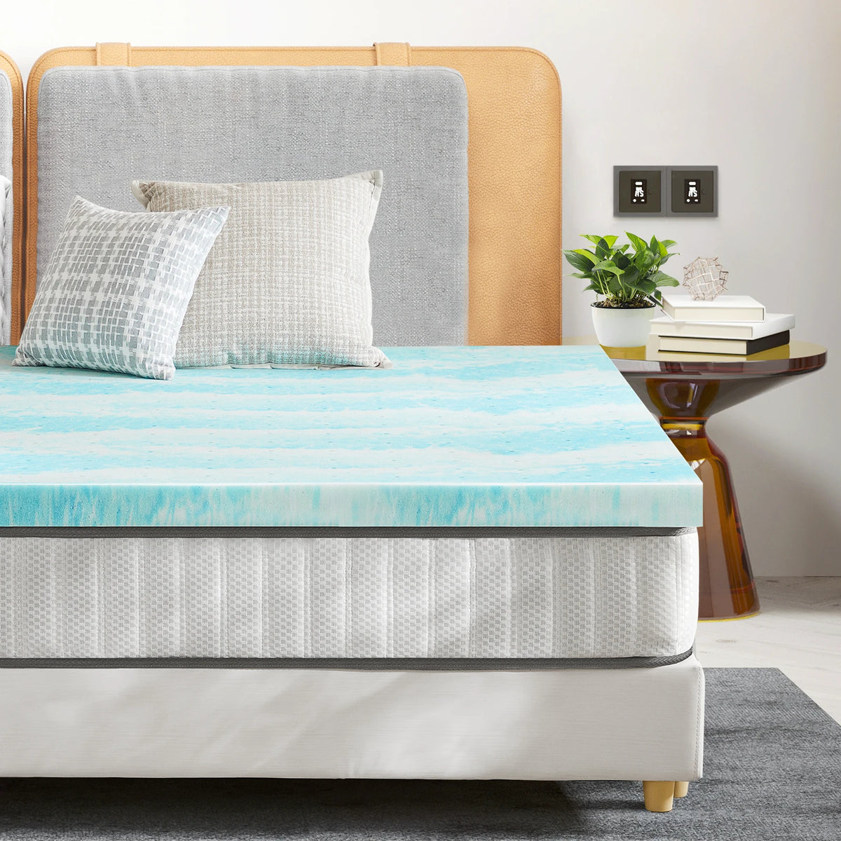 JHK Queen Size Memory Foam Mattress Topper Cooling Gel