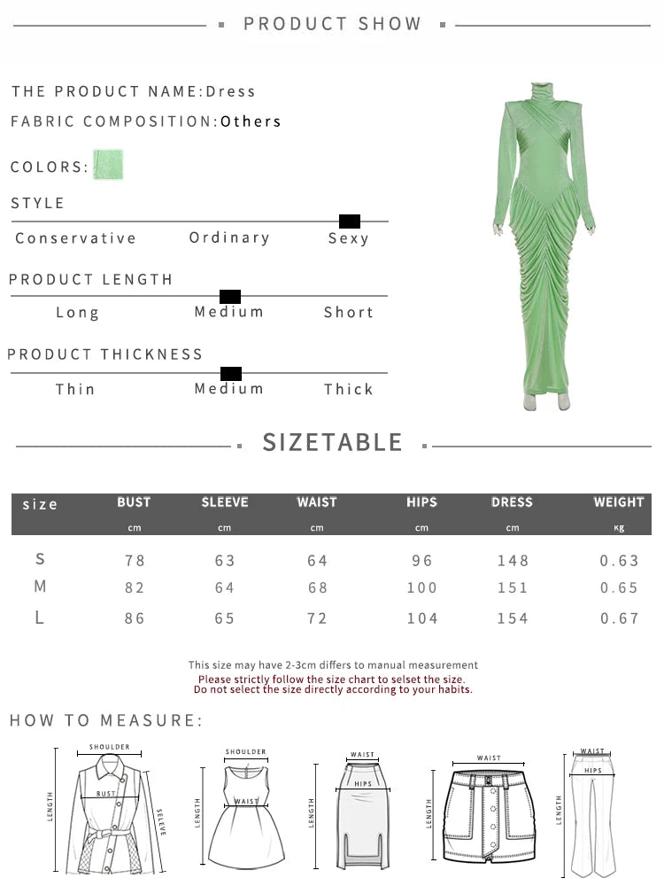 Maxi Dress Women Turtleneck Full Sleeve Backless