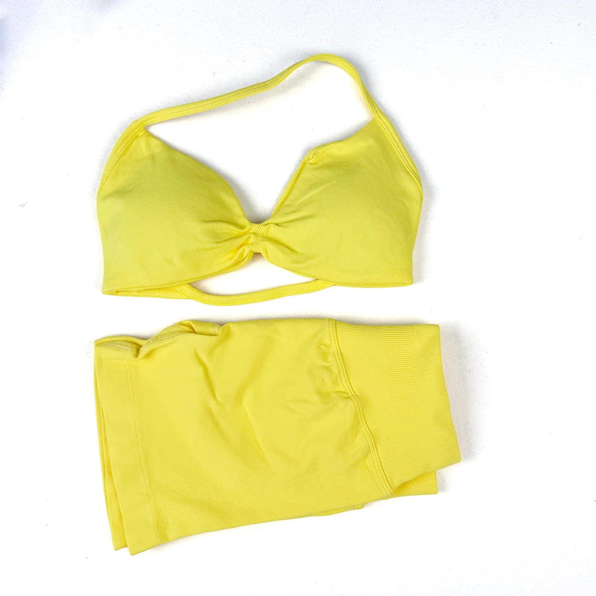 Seamless Strappy Yoga Bra and Scrunch Butt Shorts Set