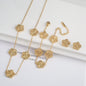 18k Gold-Plated Five-Leaf Flower Jewelry Set