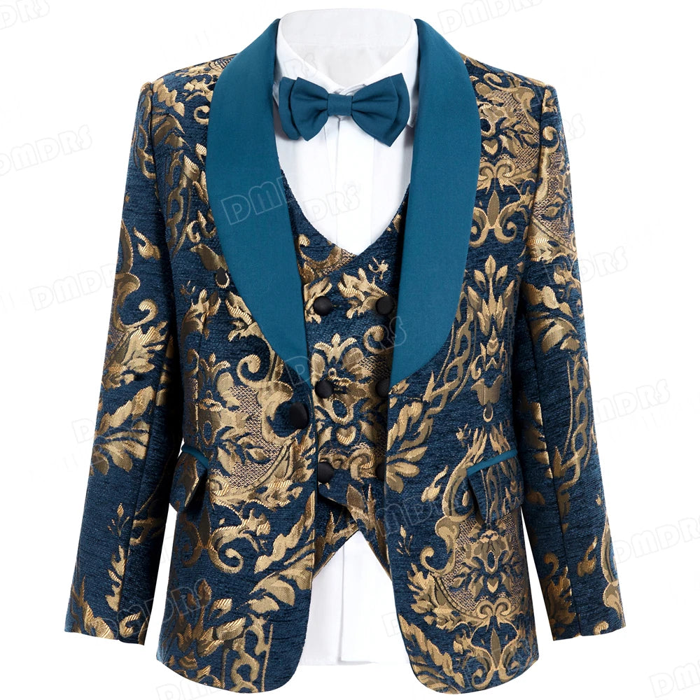 Luxury 4-Piece Suit Set for Boys, Slim Fit, Polyester