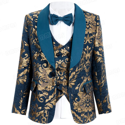 Luxury 4-Piece Suit Set for Boys, Slim Fit, Polyester