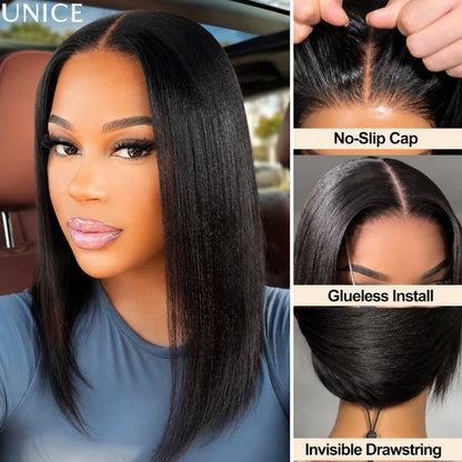 Yaki Straight Bob Wig 100% Human Hair Glueless 13x4
