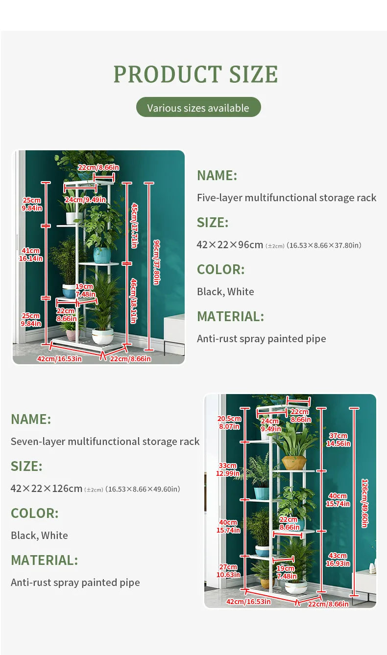 Iron Plant Stand Organizer with 6 Layers for Flowers