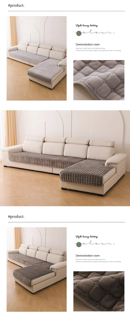 Flannel Sofa Cushion Non-Slip Plush Backrest Cover