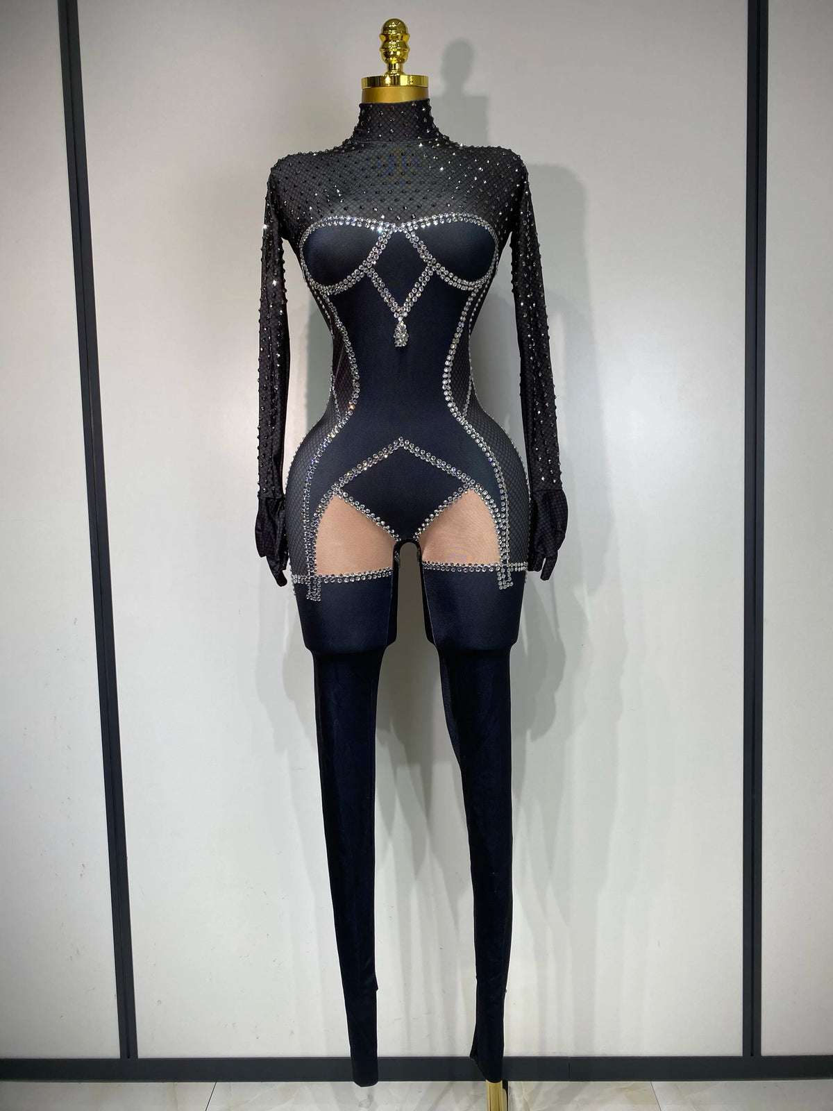 Sparkly Diamond Mesh Jumpsuit for Women