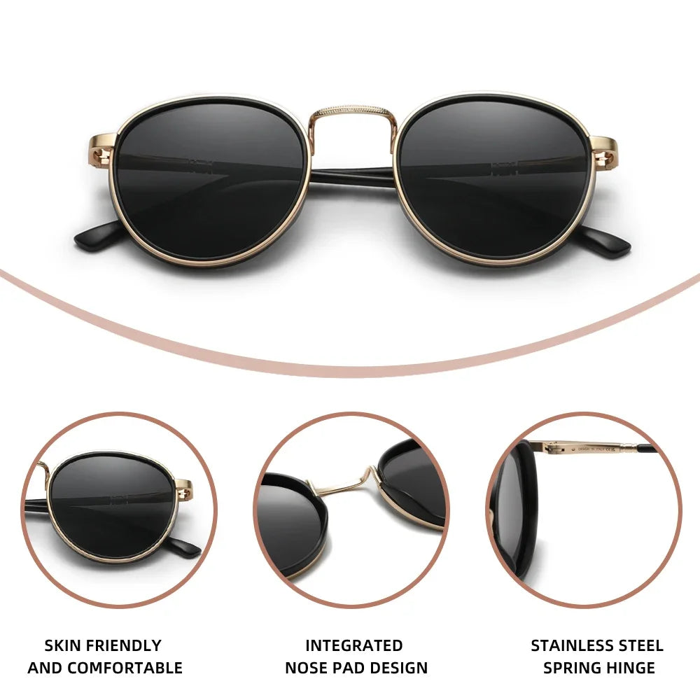 KINGDREAM Polarized Round Frame Sunglasses UV400