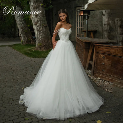 Modern A-Line Wedding Dress with Lace Appliques