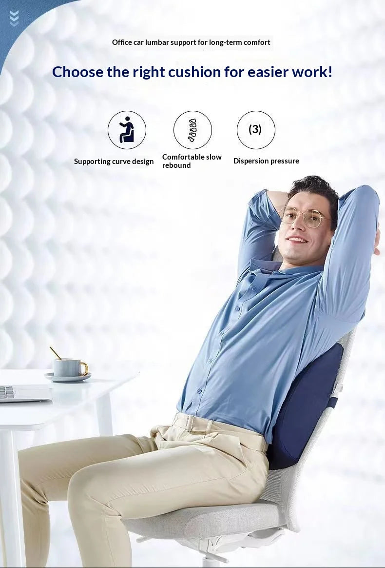 Memory Foam Lumbar Cushion for Office and Car Support