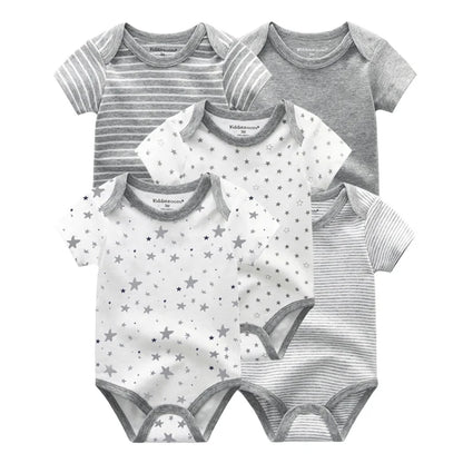 Kiddiezoom Cartoon Short Sleeve Baby Bodysuits 100% Cotton