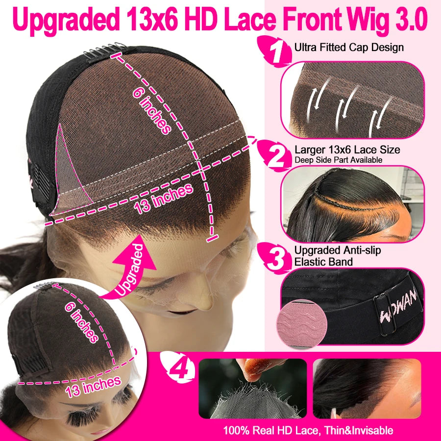 HD Lace Frontal Wig 250% Density Straight Human Hair