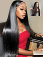 Bone Straight Lace Frontal Human Hair Wig 46 Inch