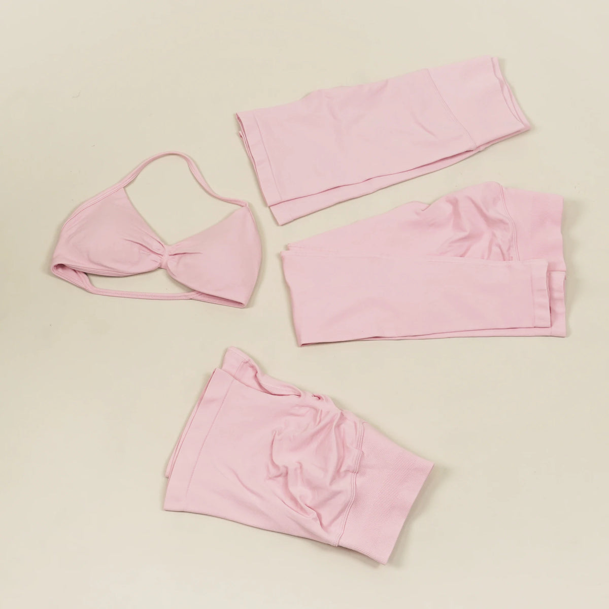 Seamless Strappy Yoga Bra and Scrunch Butt Shorts Set