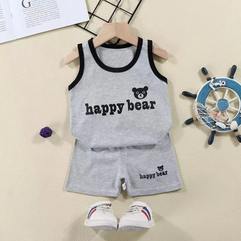 Children's Cotton Vest Set with Shorts for Summer
