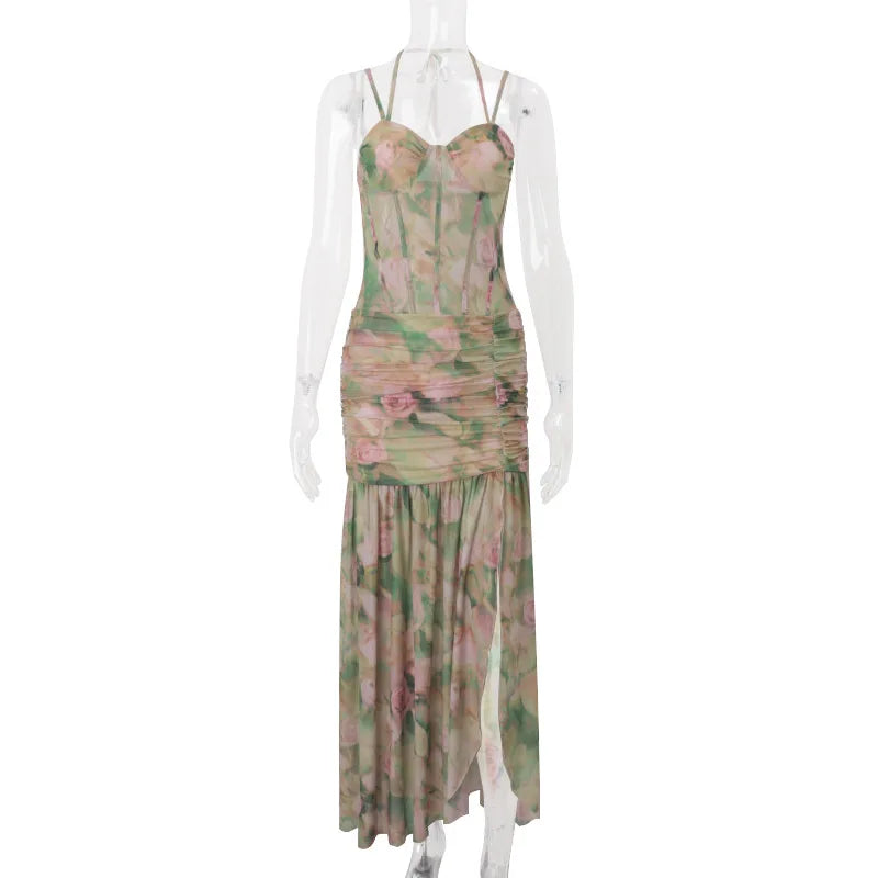 Floral Print Sleeveless Bodycon Dress for Women