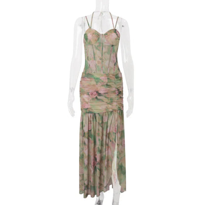 Floral Print Sleeveless Bodycon Dress for Women