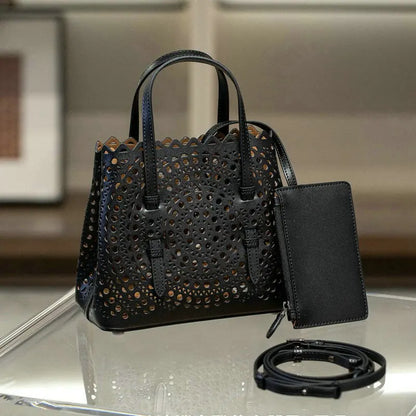 Mini Cowhide Shoulder Handbag Genuine Leather Bucket Bag