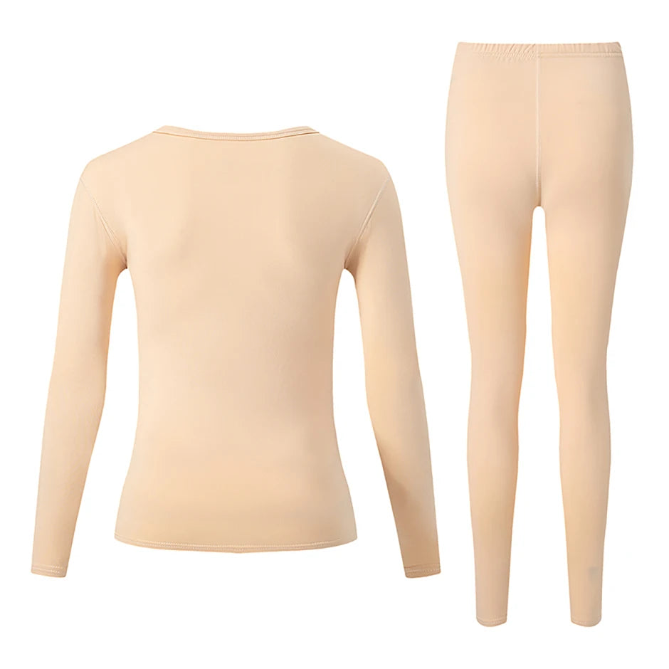 Women's Solid Color Round Neck Warm Suit