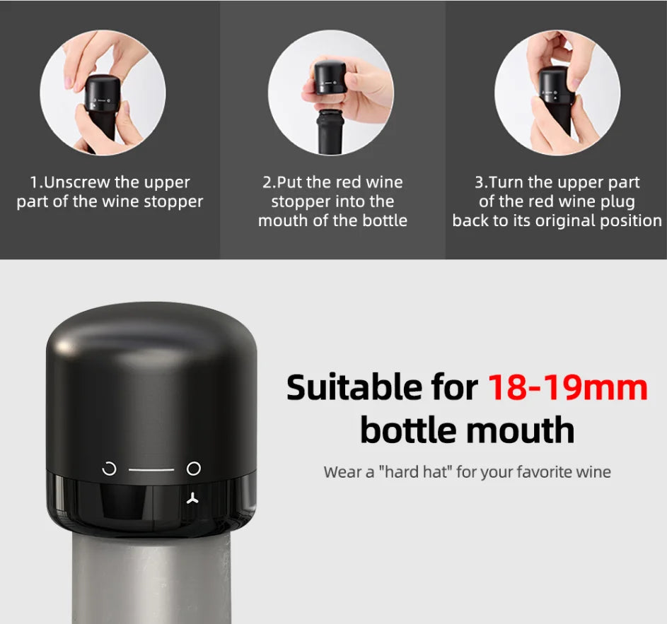Red Wine Corks Champagne Bottle Stopper Set Black ABS Silicone