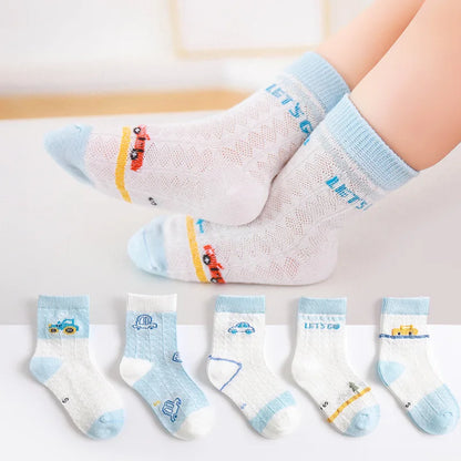 Children's Summer Fishnet Cotton Socks Set