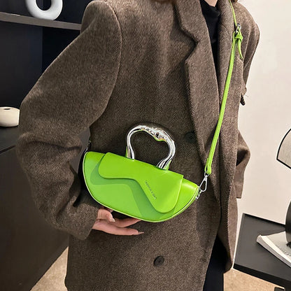 Solid PU Shoulder Bag with Hasp Compartment