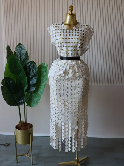 Women Cutout O-neck Crop Top and Bodycon Maxi Skirt Set