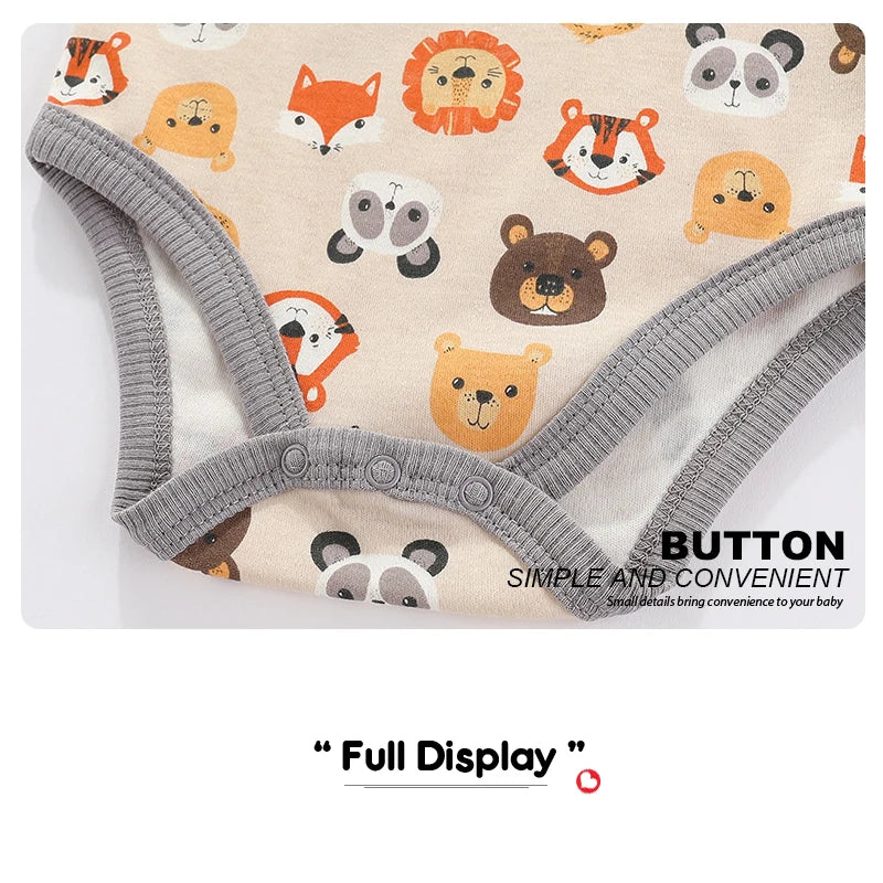 Kiddiezoom Cartoon Baby Bodysuits 100% Cotton 4pcs