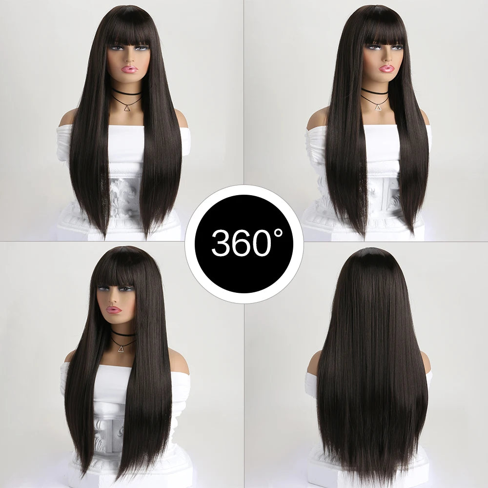 26 Inch Long Straight Synthetic Wig for Women