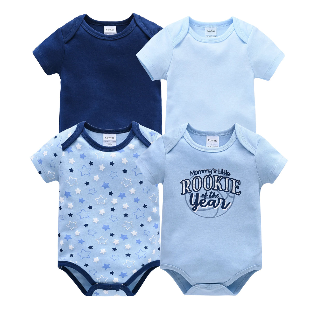 Baby Boy Summer Cotton Bodysuit Set Blue Grey Tie Print
