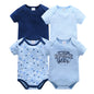 Baby Boy Summer Cotton Bodysuit Set Blue Grey Tie Print