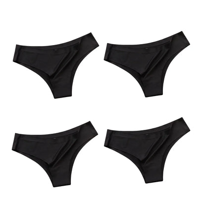 4PCS Seamless Brazilian Panties Cool Ice Silk Low Waist