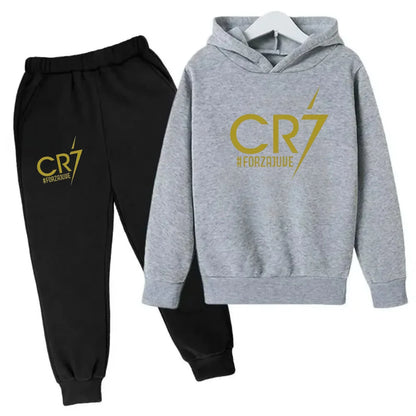 Ronaldo CR7 Print Hoodie and Pants Set for Children
