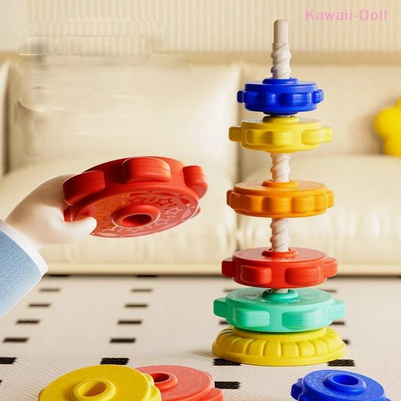 Montessori Rotating Rainbow Tower Baby Stacking Puzzle Toys