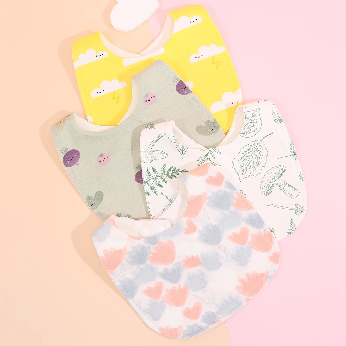 4pcs Cotton Baby Adjustable Bibs Bandana Scarf