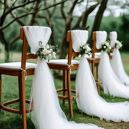 50M White Tulle Fabric for Wedding and Party Decor