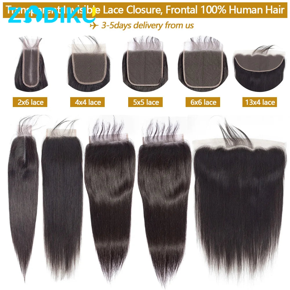 Transparent Lace Closure Straight 100% Brazilian Hair