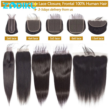Transparent Lace Closure Straight 100% Brazilian Hair
