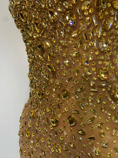 Luxury Rhinestone Mesh Bodycon Dress for Women