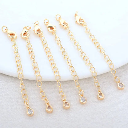 14K Gold Color Brass Drop Extender Chain 6PCS