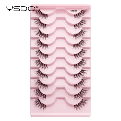 YSDO 5/10 Pairs Natural Soft Black Half Lashes