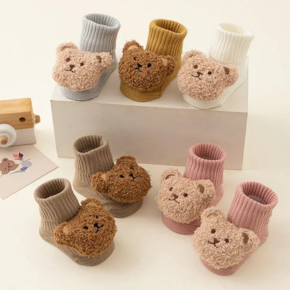 Cute Cartoon Bear Baby Socks Cotton Anti Slip Warm